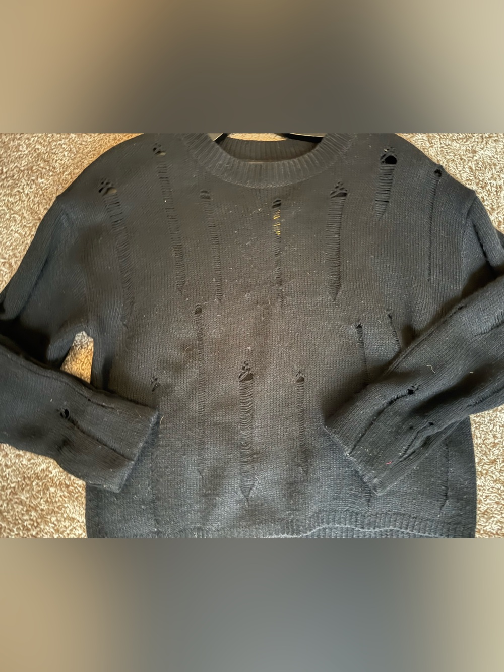 Almost Famous Black Distressed Crewneck Sweater